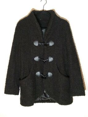 Karen Kane Women's Black Toggle-Button Boucle-Knit Duffle Jacket Size M